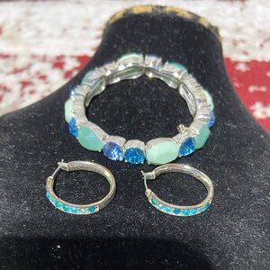 Coordinating Set of Relic Pierced Earrings and Nine West Stretch Bracelet